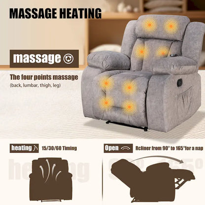 Super Comfortable Standard Size Heating and Massage Recliner Chair