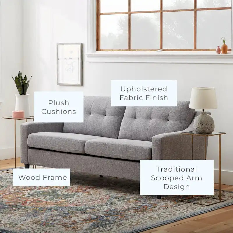 Brookside Ellen 75  Upholstered Scooped Arm Sofa