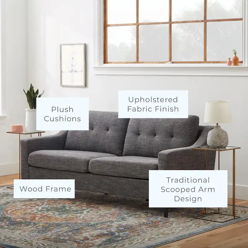 Brookside Ellen 75  Upholstered Scooped Arm Sofa