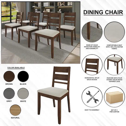 CraftPorch Elegant Wooden Dining Chairs (Set of 2) - N/A