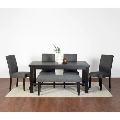 Roundhill Furniture Muzzi Contemporary 6-Piece Dining Set, Dining Table with 4 Stylish Chairs and a Bench
