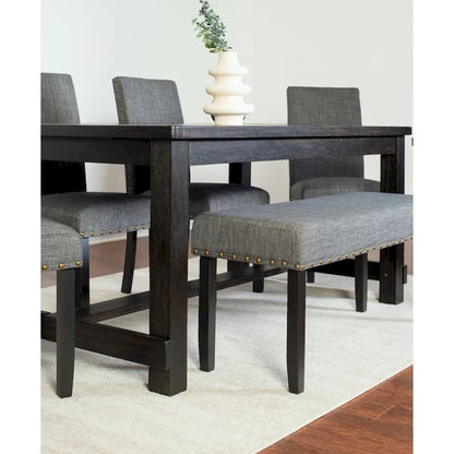Roundhill Furniture Muzzi Contemporary 6-Piece Dining Set, Dining Table with 4 Stylish Chairs and a Bench