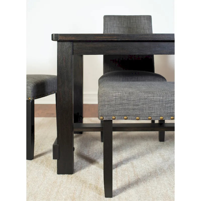 Roundhill Furniture Muzzi Contemporary 6-Piece Dining Set, Dining Table with 4 Stylish Chairs and a Bench