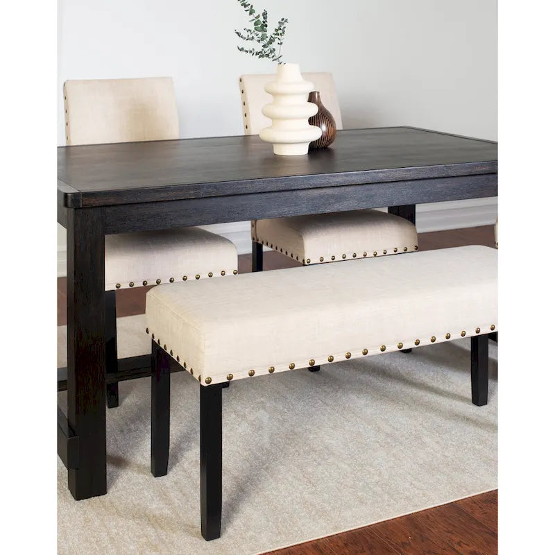 Roundhill Furniture Muzzi Contemporary 6-Piece Dining Set, Dining Table with 4 Stylish Chairs and a Bench