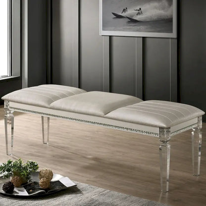 Xian Glam Clear Faux Leather Padded Bedroom Bench by Furniture of America