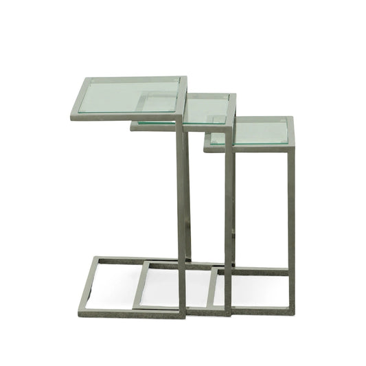 Carolina Living Addison Nesting Table Set - Glass Top - Chrome Base