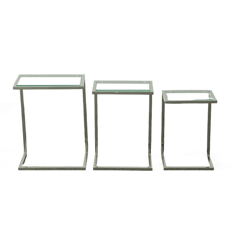 Carolina Living Addison Nesting Table Set - Glass Top - Chrome Base