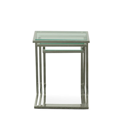 Carolina Living Addison Nesting Table Set - Glass Top - Chrome Base