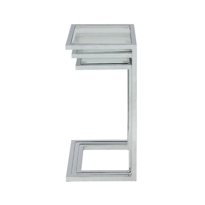 Carolina Living Addison Nesting Table Set - Glass Top - Chrome Base