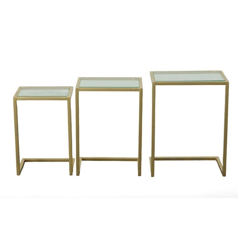 Carolina Living Addison Nesting Table Set - Glass Top - Chrome Base