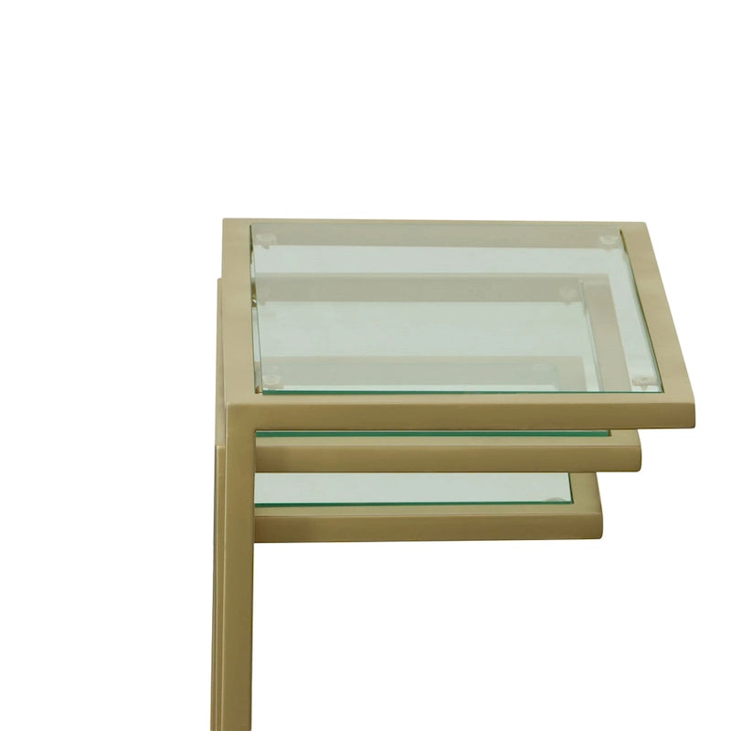 Carolina Living Addison Nesting Table Set - Glass Top - Chrome Base