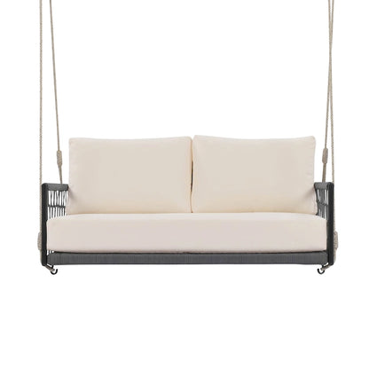 1-Piece Woven Rope Outdoor Swing Sofa with Soft Cushions Seating 2 for Patio, Courtyard and Balcony
