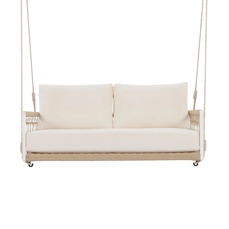 1-Piece Woven Rope Outdoor Swing Sofa with Soft Cushions Seating 2 for Patio, Courtyard and Balcony