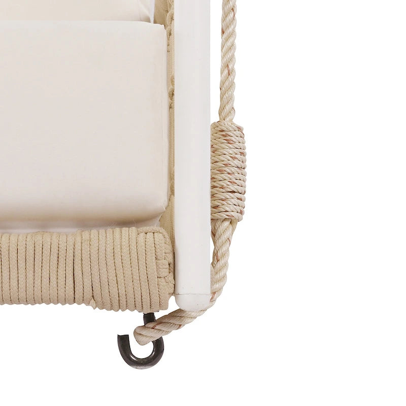 1-Piece Woven Rope Outdoor Swing Sofa with Soft Cushions Seating 2 for Patio, Courtyard and Balcony