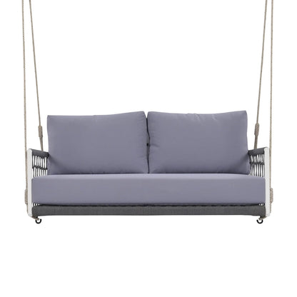 1-Piece Woven Rope Outdoor Swing Sofa with Soft Cushions Seating 2 for Patio, Courtyard and Balcony