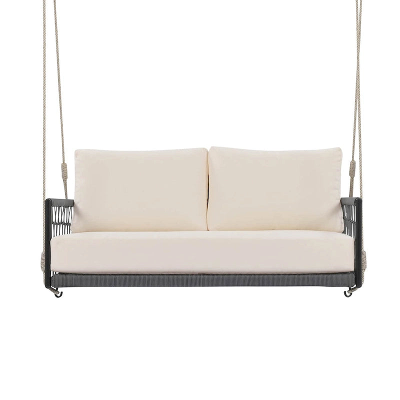 1-Piece Woven Rope Outdoor Swing Sofa with Soft Cushions Seating 2 for Patio, Courtyard and Balcony