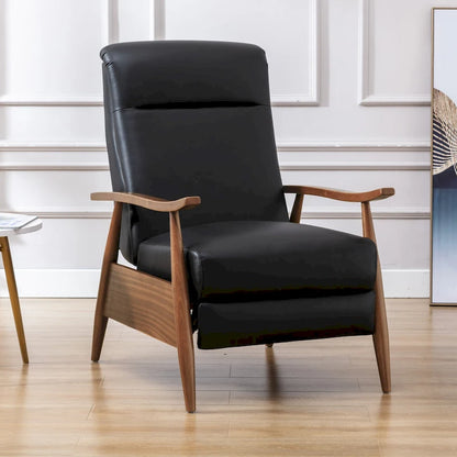 Fordham Top Grain Leather Wood Arm Push Back Recliner by Greyson Living