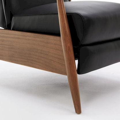 Fordham Top Grain Leather Wood Arm Push Back Recliner by Greyson Living