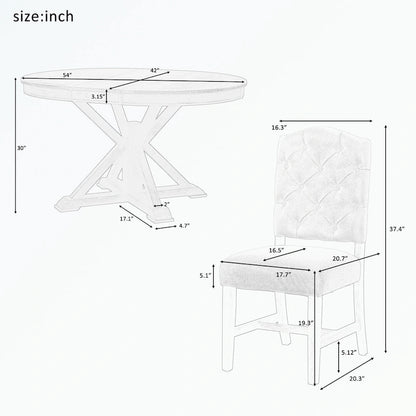 Dining Table Set with Extendable Table and 4 Upholstered Chairs