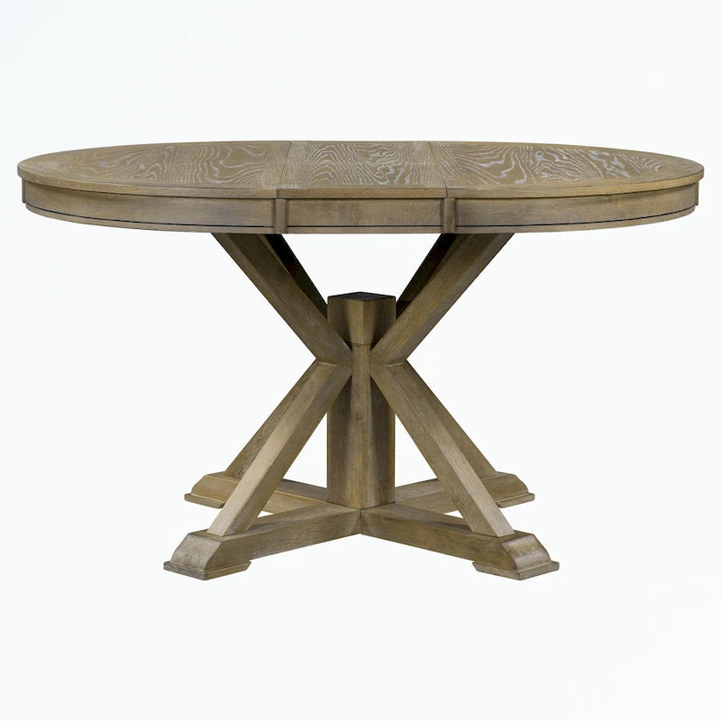 Dining Table Set with Extendable Table and 4 Upholstered Chairs