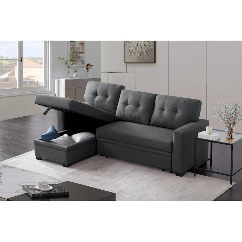 Upholstered Pull out Sectional Sofa with Chaise