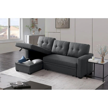 Upholstered Pull out Sectional Sofa with Chaise