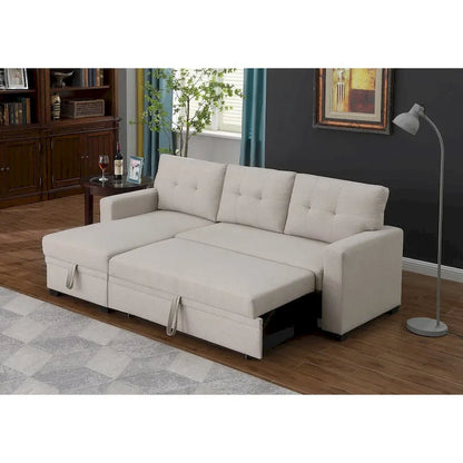 Upholstered Pull out Sectional Sofa with Chaise