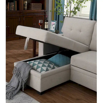 Upholstered Pull out Sectional Sofa with Chaise