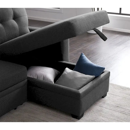 Upholstered Pull out Sectional Sofa with Chaise