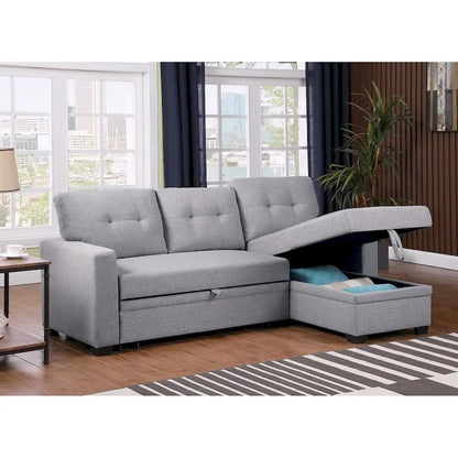 Upholstered Pull out Sectional Sofa with Chaise