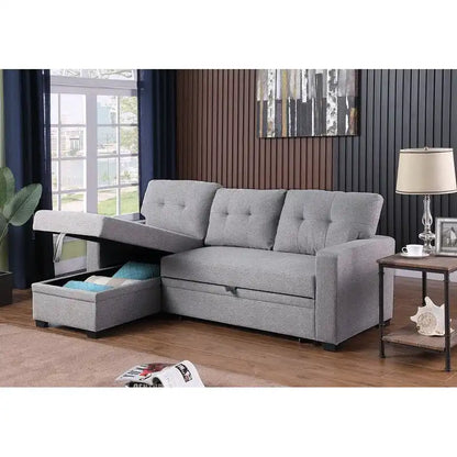 Upholstered Pull out Sectional Sofa with Chaise