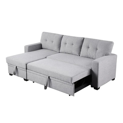 Upholstered Pull out Sectional Sofa with Chaise