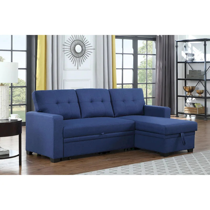 Upholstered Pull out Sectional Sofa with Chaise
