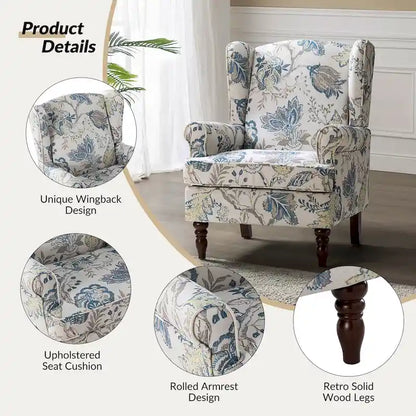 Epimethis Traditional Fabric Accent Armchair with Turned Legs Set of 2 by HULALA HOME