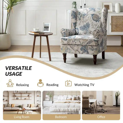 Epimethis Traditional Fabric Accent Armchair with Turned Legs Set of 2 by HULALA HOME