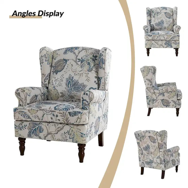 Epimethis Traditional Fabric Accent Armchair with Turned Legs Set of 2 by HULALA HOME