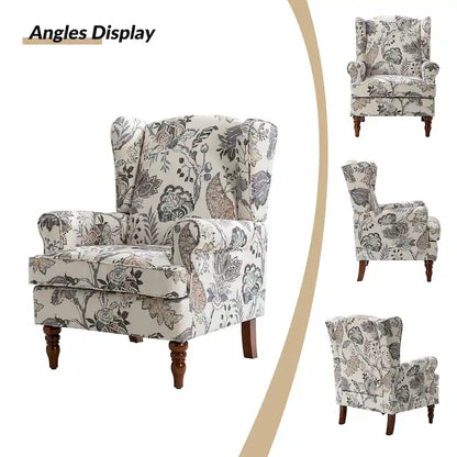Epimethis Traditional Fabric Accent Armchair with Turned Legs Set of 2 by HULALA HOME