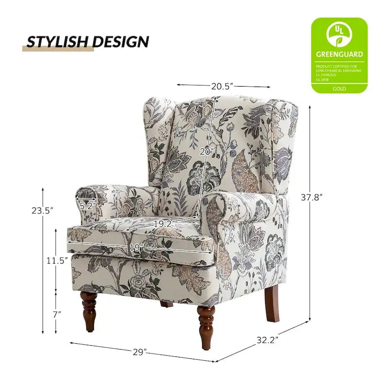 Epimethis Traditional Fabric Accent Armchair with Turned Legs Set of 2 by HULALA HOME
