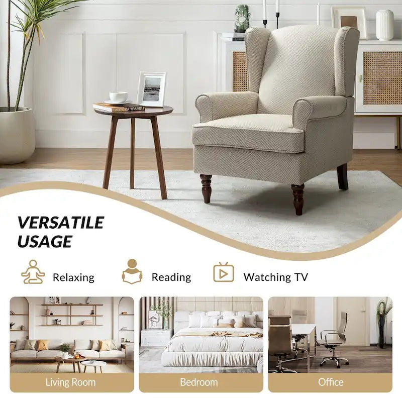 Epimethis Traditional Fabric Accent Armchair with Turned Legs Set of 2 by HULALA HOME