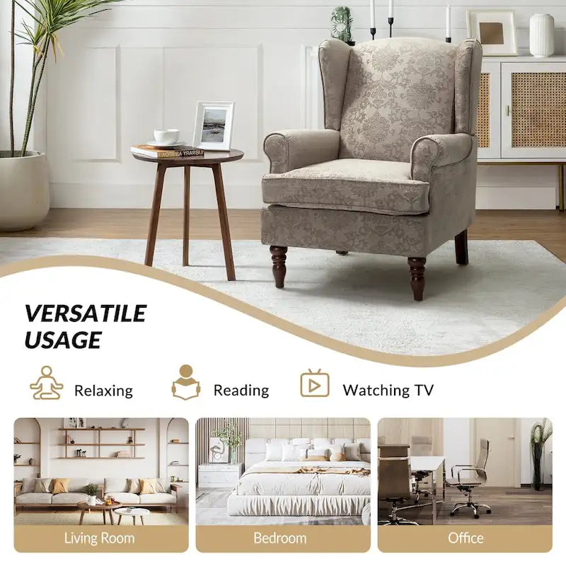 Epimethis Traditional Fabric Accent Armchair with Turned Legs Set of 2 by HULALA HOME