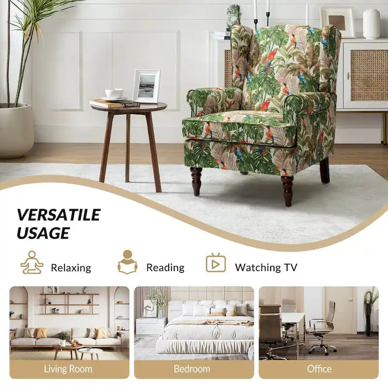 Epimethis Traditional Fabric Accent Armchair with Turned Legs Set of 2 by HULALA HOME