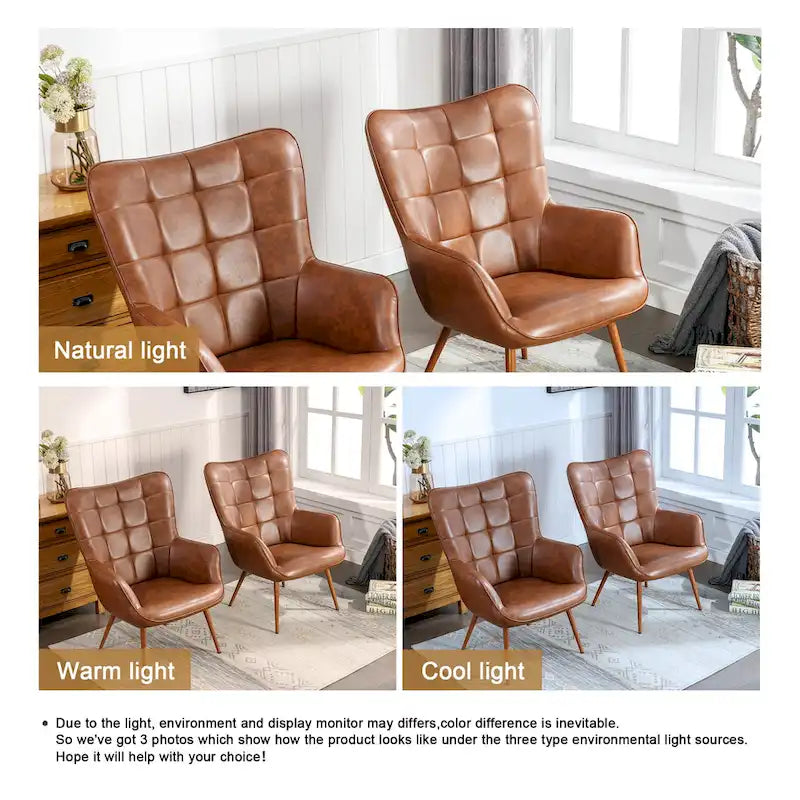 Set of 2 Modern Accent Chair Wingback Armchair