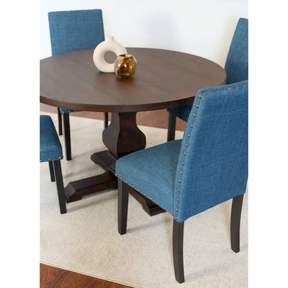 Roundhill Furniture Kohland 5-piece Dining Set, Pedestal Round Table with 4 Stylish Chairs