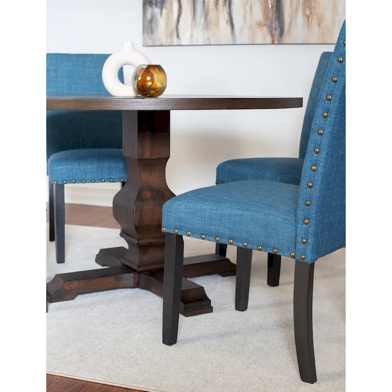 Roundhill Furniture Kohland 5-piece Dining Set, Pedestal Round Table with 4 Stylish Chairs