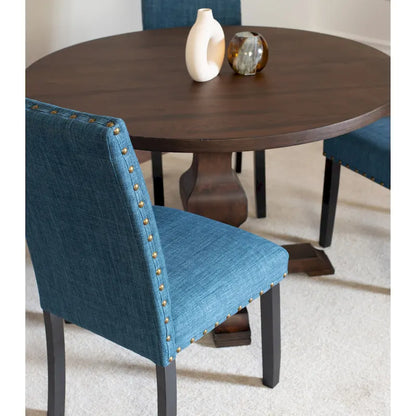 Roundhill Furniture Kohland 5-piece Dining Set, Pedestal Round Table with 4 Stylish Chairs