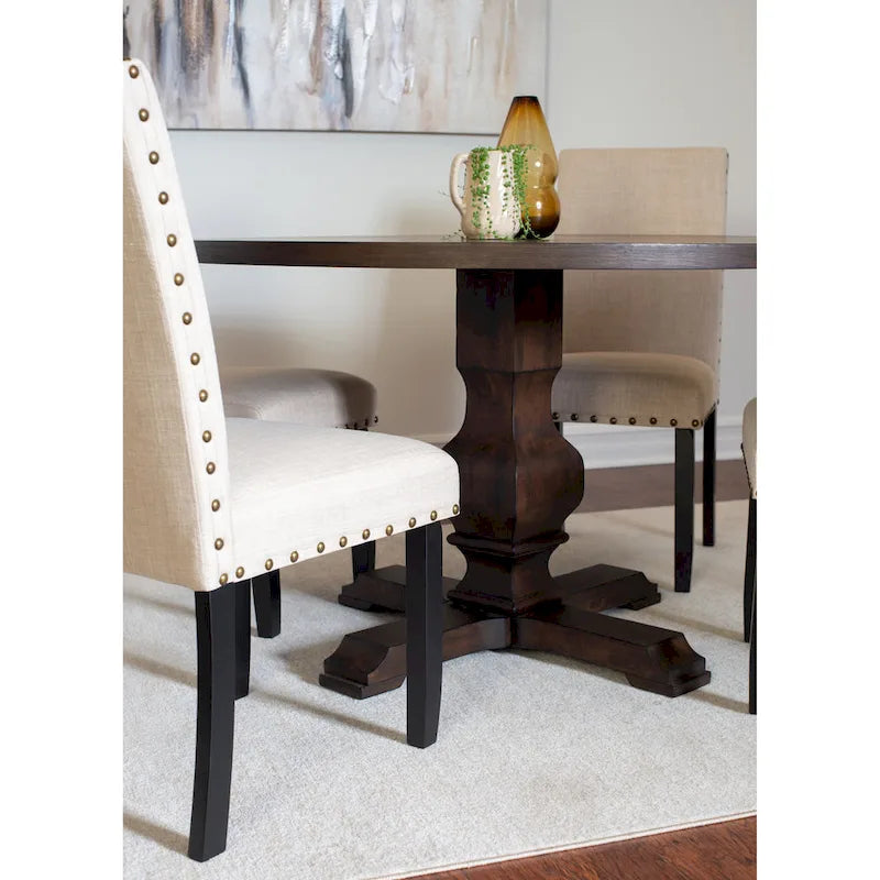 Roundhill Furniture Kohland 5-piece Dining Set, Pedestal Round Table with 4 Stylish Chairs