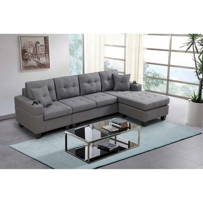 Living room sofa with convertible chaise longue