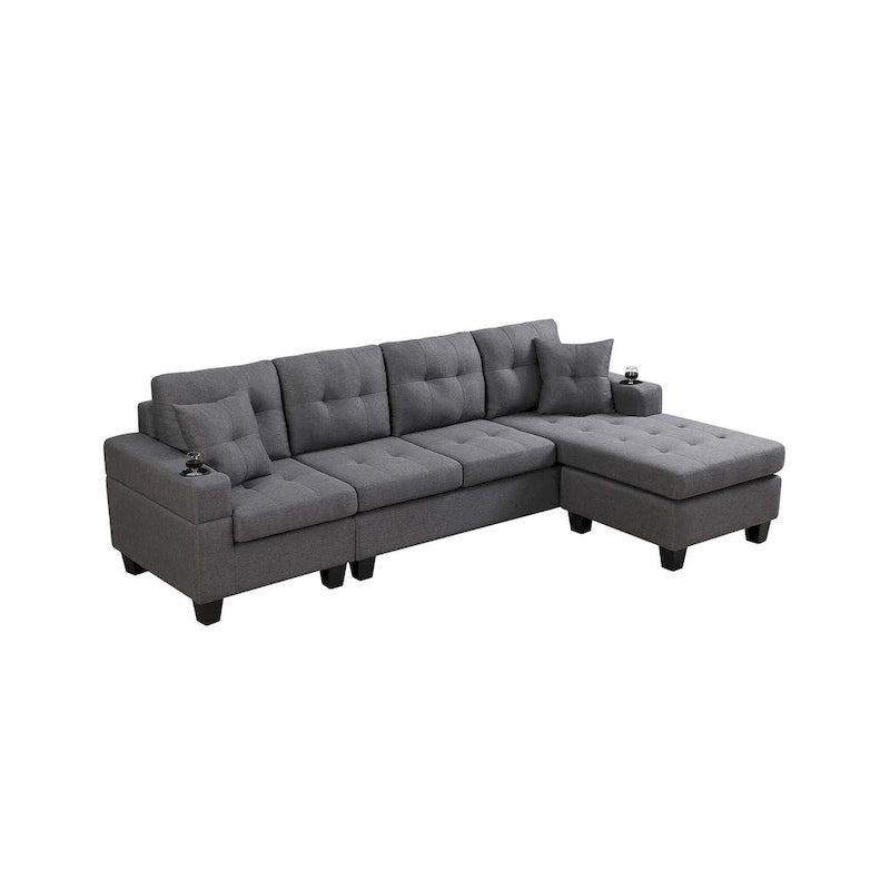 Living room sofa with convertible chaise longue