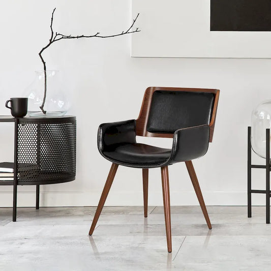 Carson Carrington Kjerringvag Faux Leather Mid-Century Dining Chair with Metal Legs