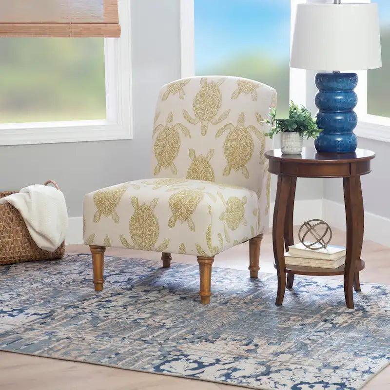 Terrapin Upholstered Turtle Pattern Accent Chair